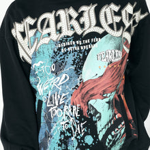 Load image into Gallery viewer, Acid Wash Oversized Fit &quot;Fearless&quot; Graphic Fleece Hoody # F2571