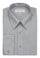 French Cuff Silver Color Dress Shirt with Links - Regular Fit