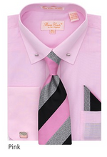 Load image into Gallery viewer, French Cuff Dress Shirt with Matching Tie, Hanky, Collar Bar and Cufflinks by Bruno Conte in Royal &amp; Pink Colors