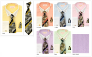 French Cuff Dress Shirt with Matching Tie, Hanky, Collar Bar and Cufflinks by Bruno Conte with White Collar and Cuff