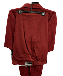 Burgundy Two piece Shirt and Cuffed Pants Leisure Suit Set