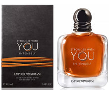 Load image into Gallery viewer, Emporio Armani perfume bottle and packaging with 'Stronger with You Intensely' 