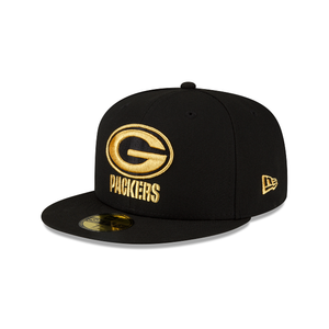 Green Bay Packers New Era Black Gold Metallic 59Fifty Fitted Cap