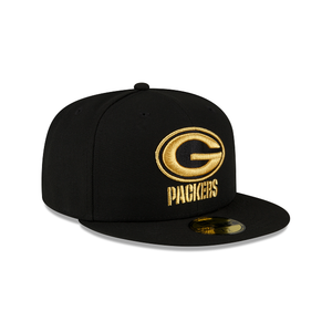 Green Bay Packers New Era Black Gold Metallic 59Fifty Fitted Cap