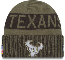 Load image into Gallery viewer, Green and brown beanie hats with 'TEXANS' text