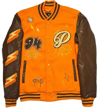 Load image into Gallery viewer, Stay Positive Varsity Jacket with Patches