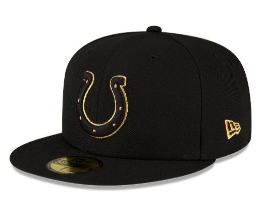 Indianapolis Colts New Era Black Gold Metallic 59Fifty 5950 Fitted Cap