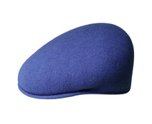 Load image into Gallery viewer, A blue wool flat cap with a textured felt-like finish.