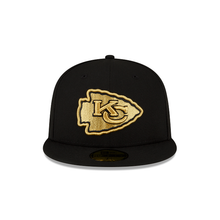 Load image into Gallery viewer, Kansas City Chiefs New Era Black Gold Metallic 59Fifty Fitted Cap