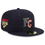 Navy blue cap with 'Kansas City USA' and 'KC' logo.