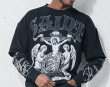 Load image into Gallery viewer, Saint Twofer Graphic Long Sleeve Single Jersey Rhinestones Tee by Bleecker &amp; Mercer # LS2585