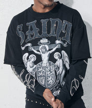 Load image into Gallery viewer, Saint Twofer Graphic Long Sleeve Single Jersey Rhinestones Tee by Bleecker &amp; Mercer # LS2585