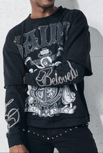 Load image into Gallery viewer, Saint Twofer Graphic Long Sleeve Single Jersey Rhinestones Tee by Bleecker &amp; Mercer # LS2585