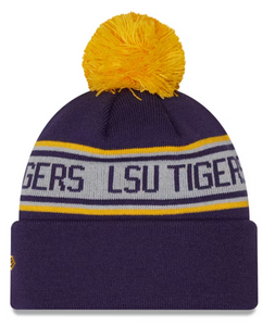 LSU Tigers New Era One Time Removable Pom Knit Beanie Louisiana