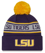 Load image into Gallery viewer, LSU Tigers New Era One Time Removable Pom Knit Beanie Louisiana