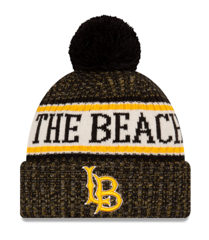 Cal State Long Beach The Beach New Era One Time Removable Pom Knit Beanie