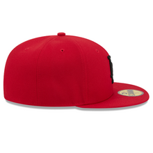 Load image into Gallery viewer, Los Angeles Dodgers New Era 59fifty 5950 New Era Cardinal Red &amp; Black Fitted Hat