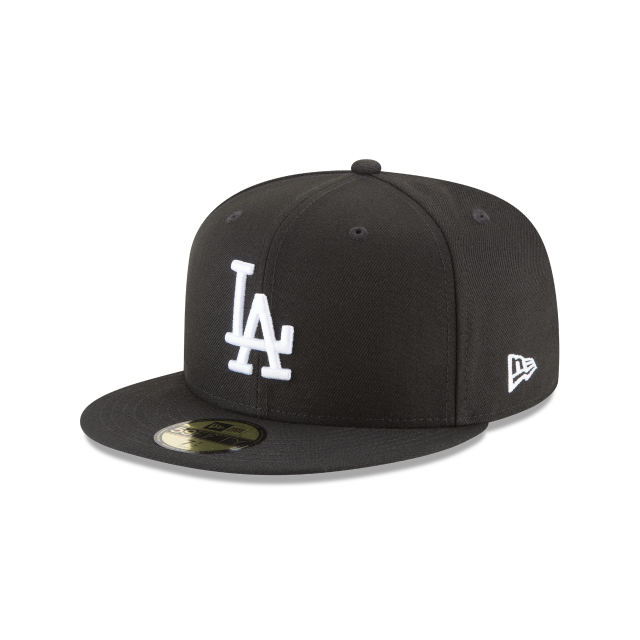 Los Angeles Dodgers Fitted 59fifty 5950 Black with White LA Logo New Era Cap