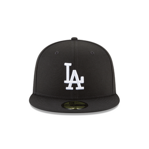 Los Angeles Dodgers Fitted 59fifty 5950 Black with White LA Logo New Era Cap