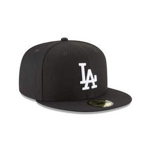 Los Angeles Dodgers Fitted 59fifty 5950 Black with White LA Logo New Era Cap