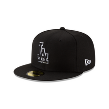 Load image into Gallery viewer, Los Angeles Dodgers 59fifty 5950 Black on Black with White Outline New Era Fitted Cap