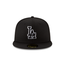 Load image into Gallery viewer, Los Angeles Dodgers 59fifty 5950 Black on Black with White Outline New Era Fitted Cap