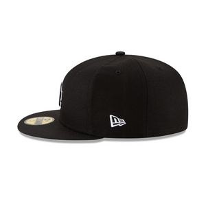 Los Angeles Dodgers 59fifty 5950 Black on Black with White Outline New Era Fitted Cap