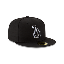 Load image into Gallery viewer, Los Angeles Dodgers 59fifty 5950 Black on Black with White Outline New Era Fitted Cap