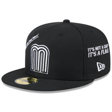 Load image into Gallery viewer, Mexico Baseball New Era 59fifty 5950 "it's not a cap, it's a flag" Fitted Anniversary Black &amp; White Hat