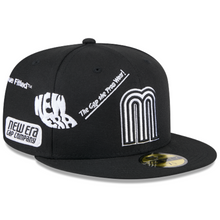 Load image into Gallery viewer, Mexico Baseball New Era 59fifty 5950 "it's not a cap, it's a flag" Fitted Anniversary Black &amp; White Hat