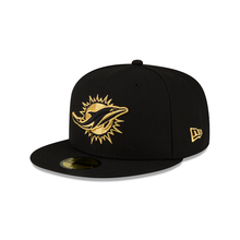 Load image into Gallery viewer, Miami Dolphins New Era Black Gold Metallic 59Fifty Fitted Cap