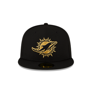 Miami Dolphins New Era Black Gold Metallic 59Fifty Fitted Cap