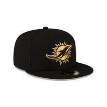 Load image into Gallery viewer, Miami Dolphins New Era Black Gold Metallic 59Fifty Fitted Cap