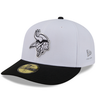 Minnesota Vikings 59Fifty White & Black Pre-Curved Bill 5950 New Era Fitted Cap