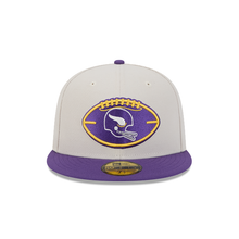 Load image into Gallery viewer, Minnesota Vikings New Era 59Fifty 5950 Sideline Football &amp; Helmet Graphic Fitted Cap