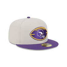 Load image into Gallery viewer, Minnesota Vikings New Era 59Fifty 5950 Sideline Football &amp; Helmet Graphic Fitted Cap