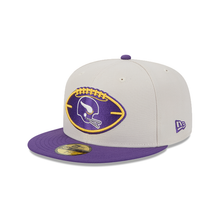 Load image into Gallery viewer, Minnesota Vikings New Era 59Fifty 5950 Sideline Football &amp; Helmet Graphic Fitted Cap