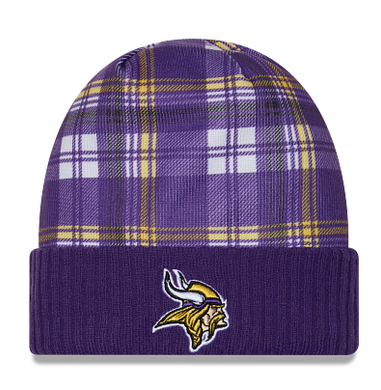 Minnesota Vikings New Era Team Colors Plaid Knit Beanie