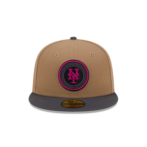 New York Mets 59Fifty 5950 Tan Grey Fuschia New Era Fitted Cap