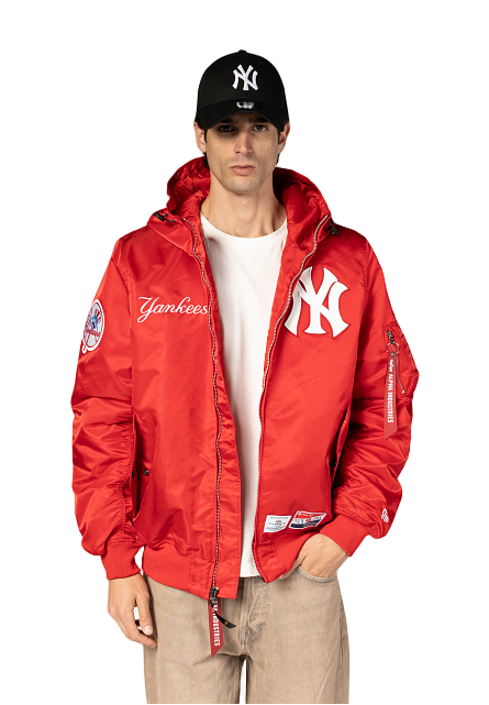 Red Yankees New Era jacket.