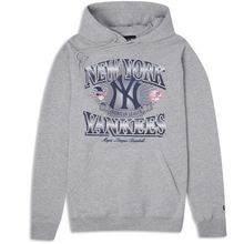 Load image into Gallery viewer, Gray New York Yankees New Era hoodie with &#39;New York&#39; text on the back and New York Yankees graphic logo on front