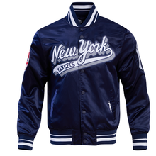 Load image into Gallery viewer, New York Yankees Script Tail Rib Satin Pro Standard Jacket