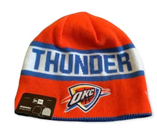Load image into Gallery viewer, Orange beanie with 'Thunder' and okc logo 
