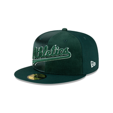 Load image into Gallery viewer, Oakland Athletics New Era 59Fifty 5950 Triple Green Satin &amp; Corduroy Fitted Cap