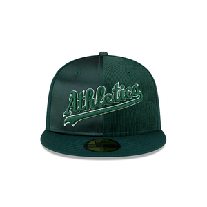 Oakland Athletics New Era 59Fifty 5950 Triple Green Satin & Corduroy Fitted Cap