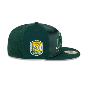 Oakland Athletics New Era 59Fifty 5950 Triple Green Satin & Corduroy Fitted Cap