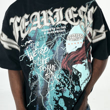 Load image into Gallery viewer, Fearless Design Oversized Drop Shoulder Graphic Rhinestone Tee # T2571