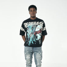 Load image into Gallery viewer, Fearless Design Oversized Drop Shoulder Graphic Rhinestone Tee # T2571
