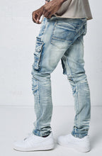 Load image into Gallery viewer, Premium Washed Slim Fit Stretch Cargo Denim Jeans with Zipper Detail # D610