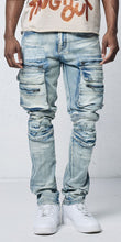 Load image into Gallery viewer, Premium Washed Slim Fit Stretch Cargo Denim Jeans with Zipper Detail # D610